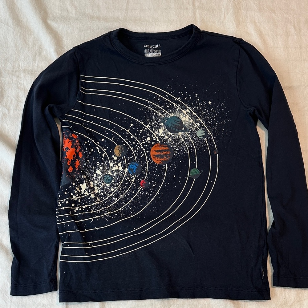 Crewcuts Kids Cosmic Planets Long Sleeve Tee - Navy Blue